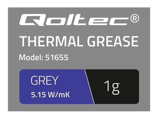 Qoltec 51655, 5,15 W/m·K, Harmaa, 0,004 °C/W, 1 g, 1 kpl