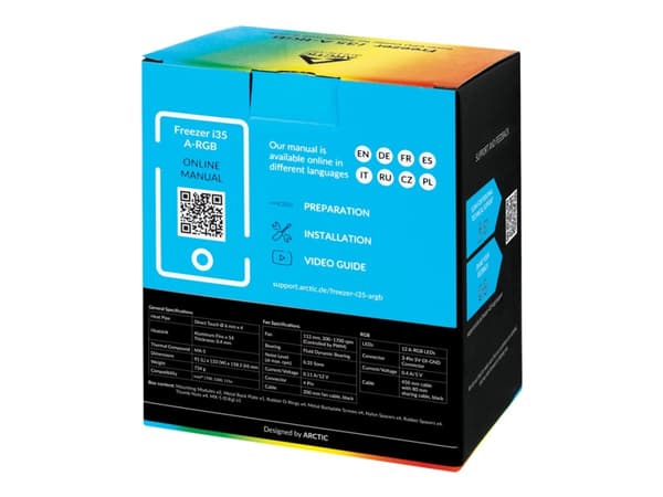 ARCTIC Freezer i35 A-RGB - Prosessorkjøler - (for: LGA1156, LGA1155, LGA1150, LGA1151, LGA1200, LGA1152, LGA1700) - aluminium - 120 mm