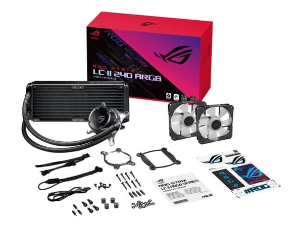 ASUS ROG STRIX LC II 240 ARGB - Væskekjølesystem for prosessor - Radiatorstørrelse: 240 mm - (for: LGA1150, LGA1151, LGA1155, LGA1156, LGA1200, LGA13 Sort, Hvit