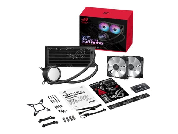 ASUS ROG Ryuo III 240 ARGB, Nestejäähdytyspakkaus, 12 cm, 2200 RPM, 36,45 dB, 70,07 cfm, Musta