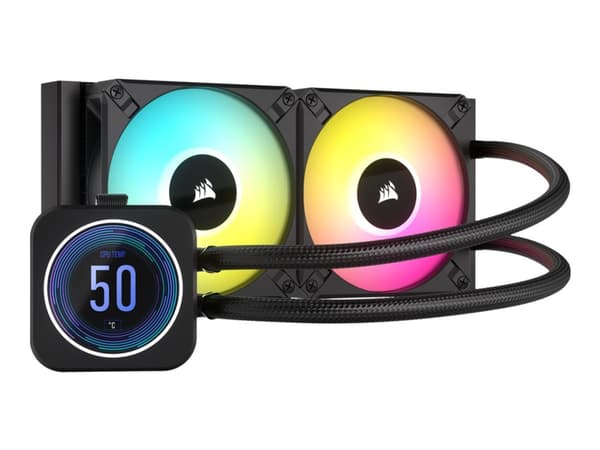 CORSAIR iCUE H100i ELITE LCD XT - Kylsystem med vätska till processorn - (för: LGA1150, LGA1151, LGA1155, LGA1156, LGA1200, LGA1366, LGA1700, LGA2011 Svart