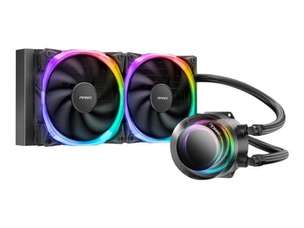 Antec VORTEX 240 ARGB - Væskekjølesystem for prosessor - Radiatorstørrelse: 240 mm - (for: AM3, AM4, LGA115x Socket, LGA1200, LGA1700, LGA20XX) - kob Sort
