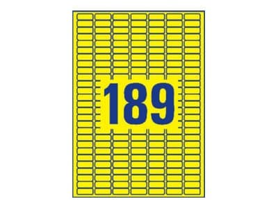 Avery L6037 - Gul - 10 x 25.4 mm 3780 stk (20 ark x 189) merkelapper