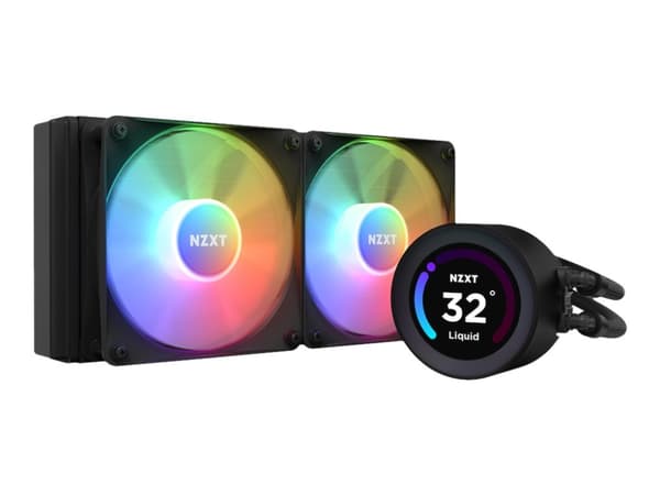 NZXT Kraken Elite 240 RGB - Væskekjølesystem for prosessor - med LCD-skjerm - (for: LGA115x Socket, LGA1200, LGA1700, AM4, AM5, sTRX4, TR4) - kobber Sort