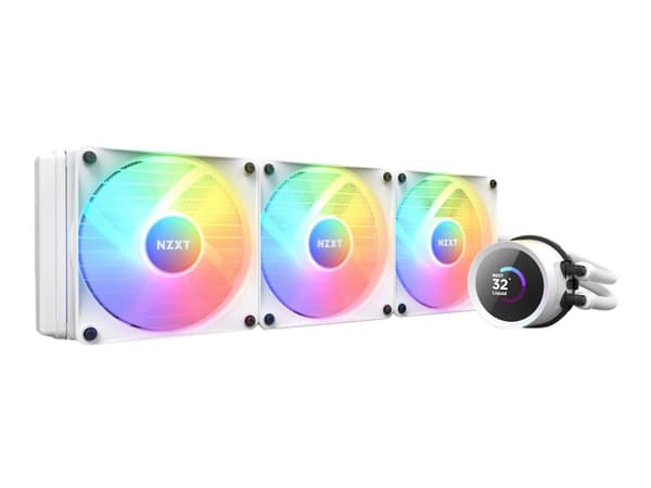 NZXT Kraken 360 RGB - Væskekjølesystem for prosessor - (for: LGA115x Socket, LGA1200, LGA1700, AM4, AM5, sTRX4, TR4) - kobber - 120 mm - matt hvit Hvit