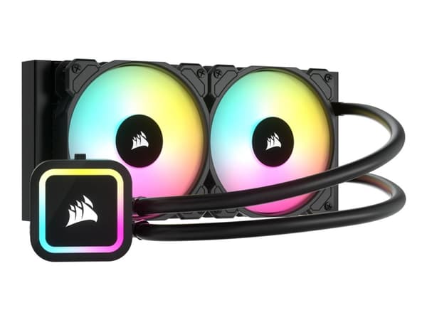 CORSAIR iCUE H100x RGB ELITE - Væskekjølesystem for prosessor - Radiatorstørrelse: 240 mm - (for: LGA115x Socket, LGA1200, LGA1700, LGA2011, LGA2066, Sort