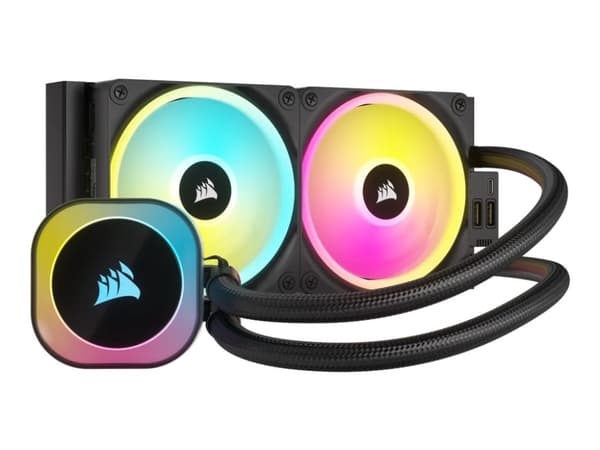 CORSAIR iCUE Link H100I RGB - Kylsystem med vätska till processorn - Elementstorlek: 240 mm - (för: LGA1156, LGA1155, LGA1150, LGA1151, AM4, LGA1200, Svart