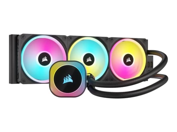 Corsair H150I, Nestejäähdytyspakkaus, 12 cm, 480 RPM, 2400 RPM, 63,1 cfm, Musta musta
