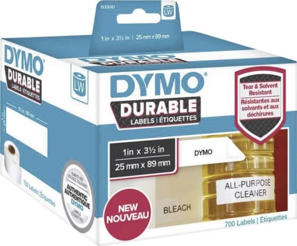 DYMO LabelWriter - Polypropylen (PP) - stark häftning - 89 x 25 mm 700 etikett (er) (2 rulle/rullar x 350) etiketter - för DYMO LabelWriter 310, 315,