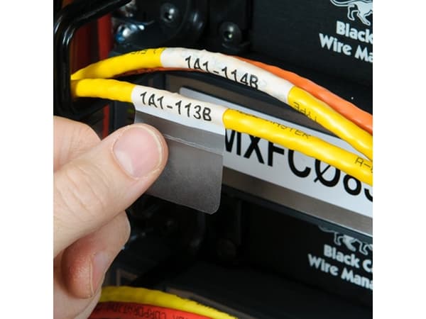 Brady, M6-21-427, Vinyl, Selvlaminerende, Hvit/Transparent, Matt, 25,40 x 19,05 (63,50) mm, For kabeldiameter 6,70 - 14,20 mm, Permanent (100 E.) (17