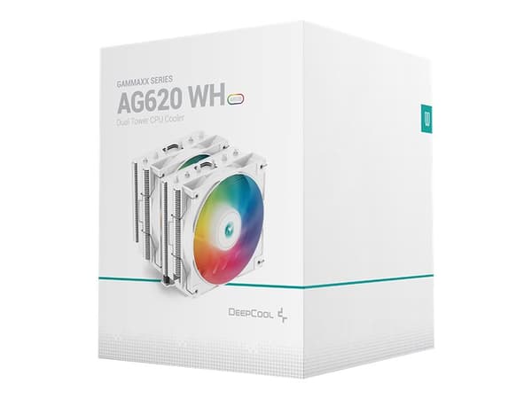 Deepcool AG620 WH ARGB - Prosessorkjøler - (for: LGA1155, LGA2011, LGA1150, LGA2011-3, LGA1151, AM4, LGA2066, LGA1200, LGA1700, AM5) - 120 mm - hvit Hvit