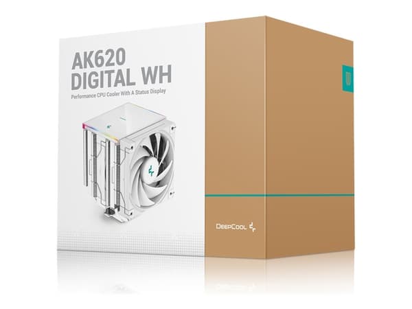 Deepcool AK620 DIGITAL WH - Prosessorkjøler - (for: LGA1155, LGA2011, LGA1150, LGA2011-3, LGA1151, AM4, LGA2066, LGA1200, LGA1700, AM5) - 120 mm - hv Hvit