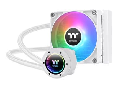 Thermaltake TH120 V2 ARGB, Tyyppi: Nestejäähdytys, Tuulettimen halkaisija: 12 cm, Suurin ilmavirta: 57.05 cfm, Suurin ilmanpaine: 2.23 mmH2O, Laakeri Valkoinen