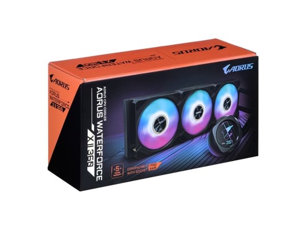 AORUS WATERFORCE X II 360 - Prosessorin nestejäähdytysjärjestelmä - (AM4, TR4, LGA1200, LGA1700, AM5, LGA115x Socket, sTR5) - kuparinen pohja - 120 m