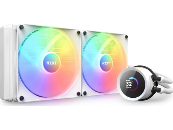 NZXT Kraken 280 RGB - Væskekjølesystem for prosessor - (for: LGA115x Socket, LGA1200, LGA1700, AM4, AM5, sTRX4, TR4) - kobber - 140 mm - matt hvit