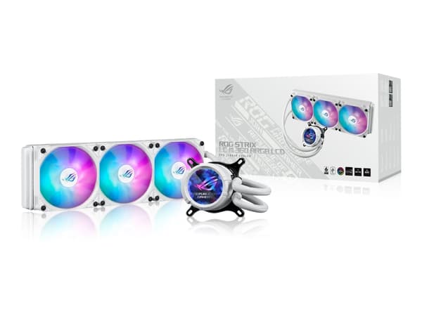 ASUS ROG STRIX LC III 360 ARGB LCD - White Edition - væskekjølesystem for prosessor - (for: AM4, LGA1200, LGA1700, AM5, LGA115x Socket) - 120 mm - hv