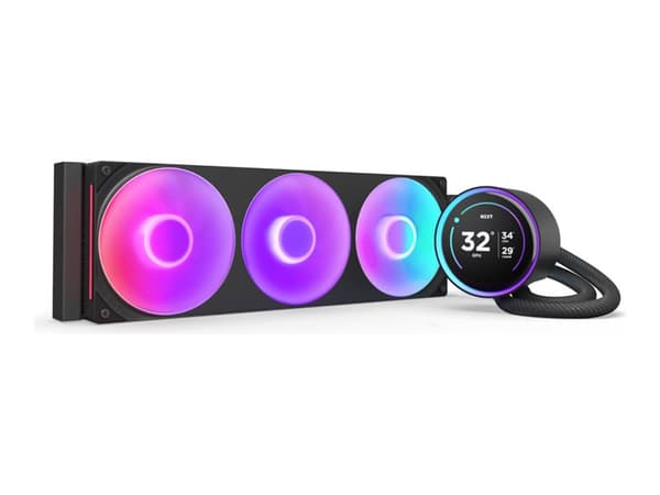 NZXT Kraken Elite 360 RGB - Væskekjølesystem for prosessor - med LCD-skjerm - Radiatorstørrelse: 360 mm - (for: LGA1851, LGA1700, LGA1200, LGA115x So Sort