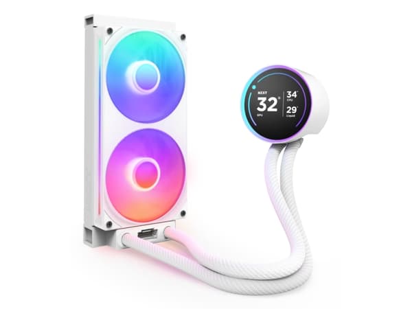 NZXT Kraken Elite 240 RGB, All-in-one nestejäähdytin, 12 cm, 75,12 kuutiometriä/min, valkoinen
