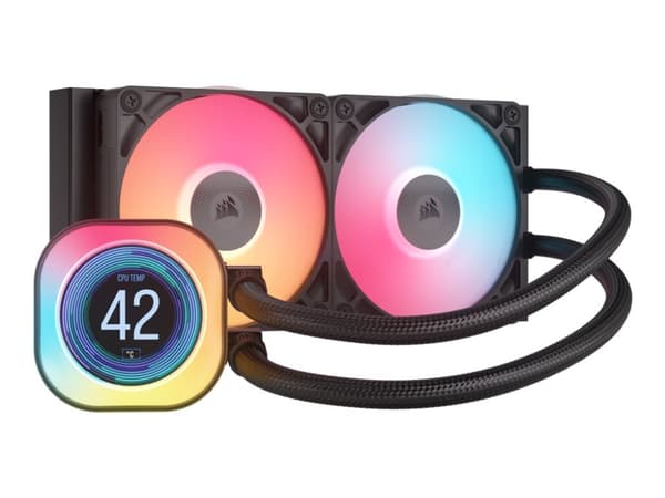 CORSAIR iCUE Link TITAN 240 RX LCD - Kylsystem med vätska till processorn - Elementstorlek: 240 mm - (för: LGA1851, LGA1700, AM5, AM4) - koppar - 120 Svart