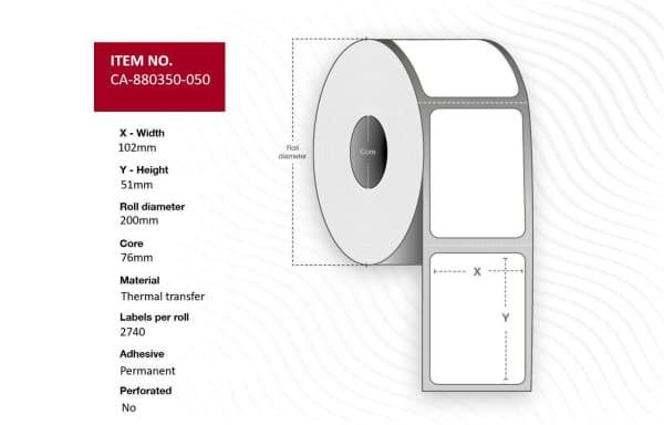 Capture - Polyester - permanet adhesiv - hvit - 102 x 51 mm 10960 etikett(er) (4 rull(er) x 2740) boks - merkelapper