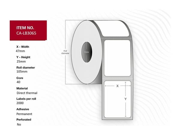 Capture - Eco paper - permanet adhesiv - ubelagt - hvit - 47 x 25 mm 24000 etikett(er) (12 rull(er) x 2000) boks - merkelapper