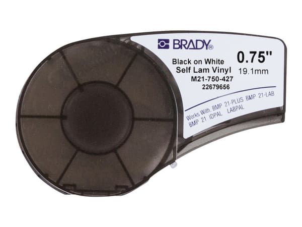Brady B-427 - Akrylvinyl - matt - gjennomskinnelig, svart på hvitt - (1 rull(er) merkelapper - for Brady BMP21, BMP21-LAB, BMP21-PLUS; ID PAL; LABPAL