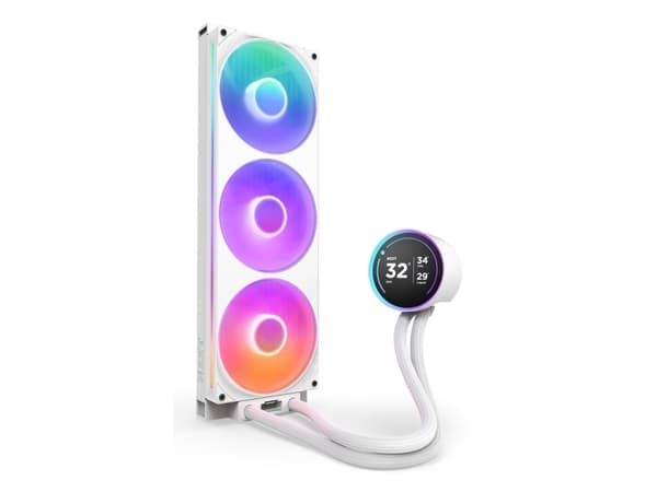 NZXT Kraken Elite 420 RGB, alt-i-ett-væskekjøler, 14 cm, Hvit