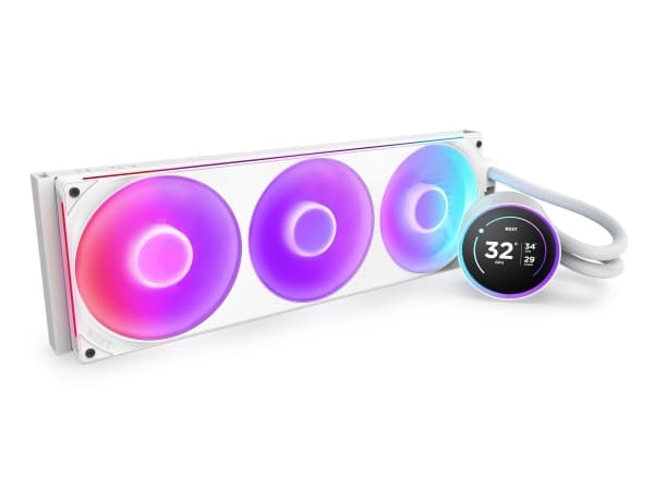 NZXT Kraken Elite 420 RGB, alt-i-ett-væskekjøler, 14 cm, Hvit