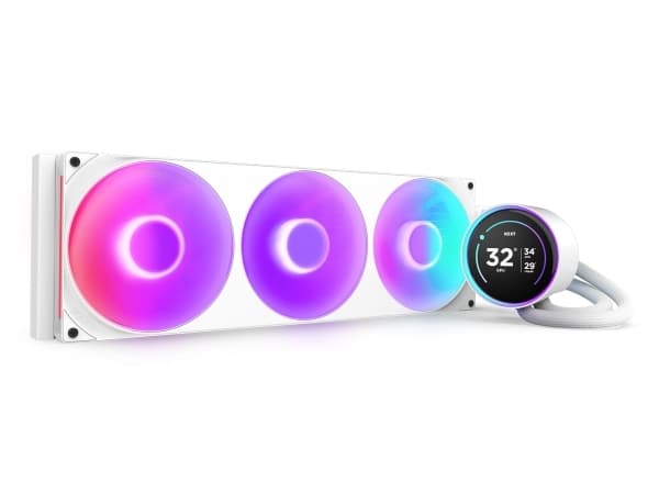 NZXT Kraken Elite 420 RGB, alt-i-ett-væskekjøler, 14 cm, Hvit
