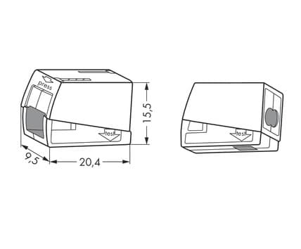 Wago 224-112, 9,5 mm, 20,5 mm, 15,5 mm, 400 V