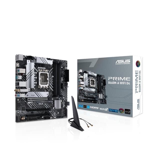 ASUS PRIME B660M-A WIFI D4 - Bundkort - micro ATX - LGA1700-stik - B660-chipsæt - USB-C Gen1, USB 3.2 Gen 1, USB 3.2 Gen 2 - Gigabit LAN, Wi-Fi, Bluet