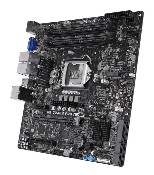 ASUS WS C246M PRO Workstation Mainboard (Micro-ATX, Intel Skylake / Skylake Refresh Series, LGA 1151-2, 4x DDR4 2666 MHz ECC, PCIe 3.0, SATA, M.2, NVM