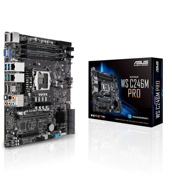 ASUS WS C246M PRO Workstation Mainboard (Micro-ATX, Intel Skylake / Skylake Refresh Series, LGA 1151-2, 4x DDR4 2666 MHz ECC, PCIe 3.0, SATA, M.2, NVM