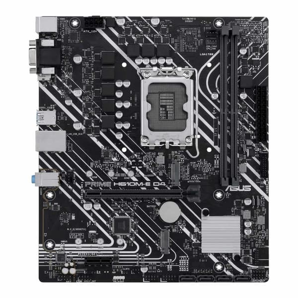ASUS PRIME H610M-E D4-CSM - Bundkort - micro ATX - LGA1700-stik - H610-chipsæt - USB 3.2 Gen 1, USB 3.2 Gen 2 - Gigabit LAN - Indbygget grafik (CPU på
