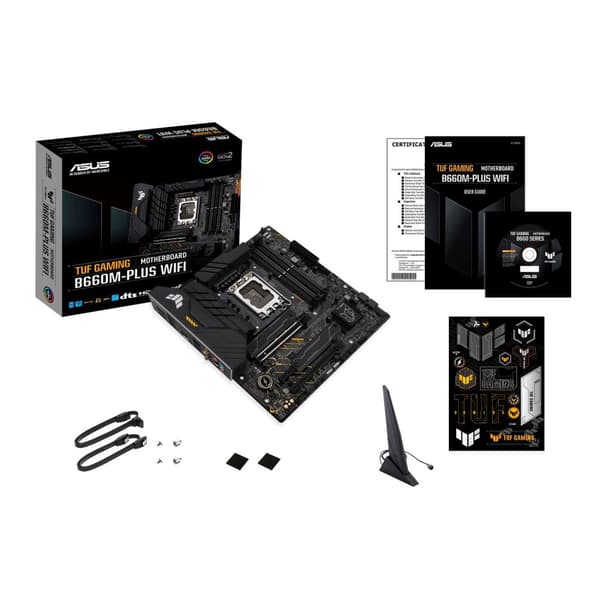 ASUS TUF GAMING B660M-PLUS WIFI - Emolevy - mikro-ATX - LGA1700-liitäntä - B660-piirisarja - USB-C Gen1, USB 3.2 Gen 1, USB 3.2 Gen 2, USB-C Gen 2x2 -