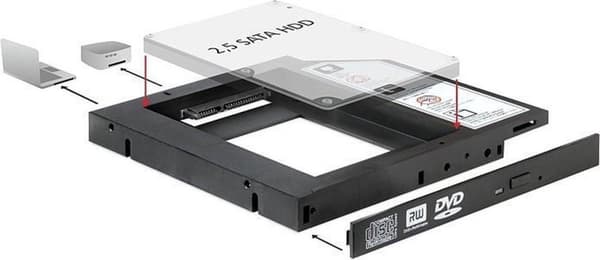 Premium 2,5'' SATA HDD/SSD til 5,25'' Slim SATA-drev (12,7 mm) caddy / sort