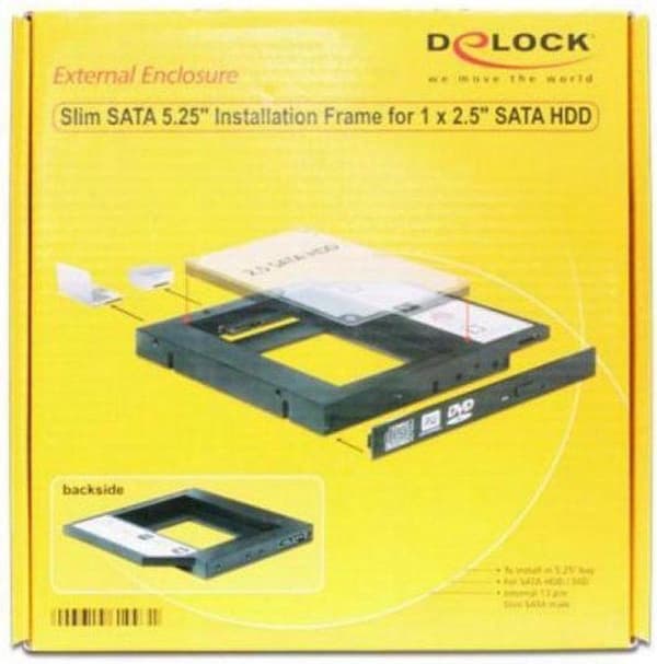 Premium 2,5'' SATA HDD/SSD til 5,25'' Slim SATA-drev (12,7 mm) caddy / sort