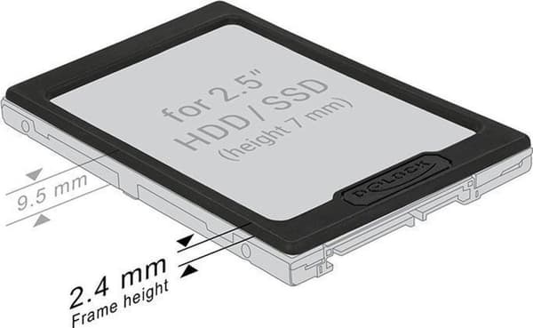 2,5'' HDD/SSD-stikadapter (+2,5 mm) / sort