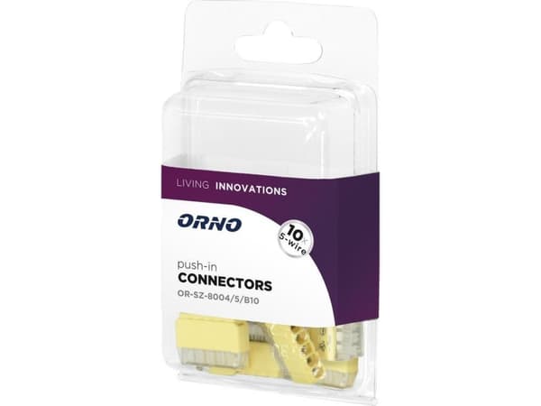 Orno 5-leder push-in installasjonskontakt; for ledning 0,75-2,5 mm?; IEC 300V/24A; Blister 10 stk.