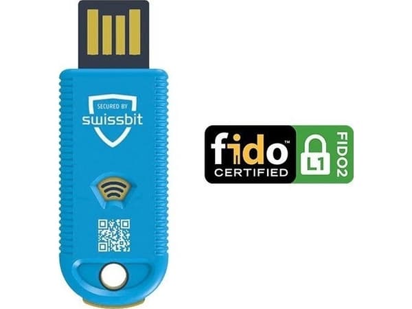 Swissbit iShield-nøkkel FIDO2 USBNFC-sikkerhetsnøkkel i detaljhandel
