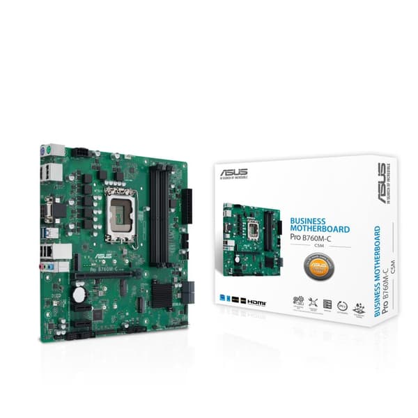 ASUS PRO B760M-C-CSM - Intel - LGA 1700 - Intel® Celeron® - Intel® Core™ i3 - Intel® Core™ i5 - Intel® Core™ i7 - Intel® Core™ i9,... - LGA 1700 - DDR
