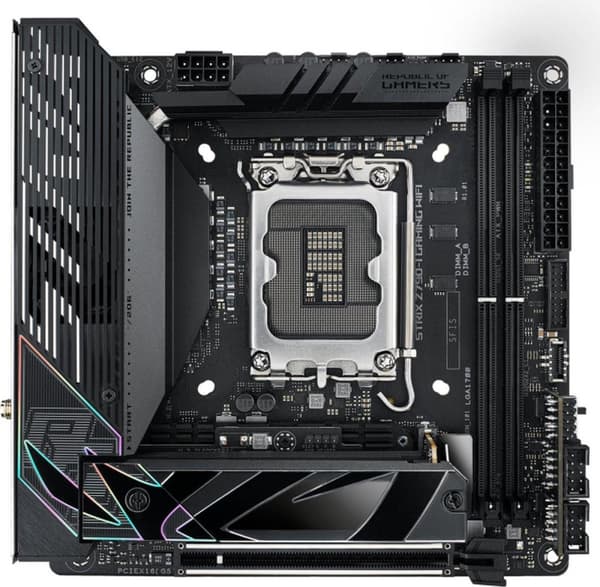 ASUS ROG STRIX Z790-I GAMING WIFI - Bundkort - Mini-ITX - LGA1700-stik - Z790-chipsæt - USB 3.2 Gen 1, USB 3.2 Gen 2, USB4, USB-C 3.2 Gen2, USB-C 3 .2