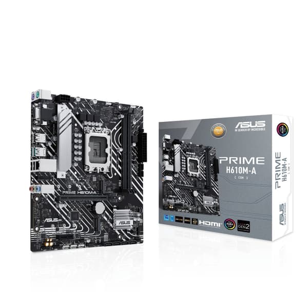 ASUS PRIME H610M-A-CSM - Intel - LGA 1700 - Intel® Celeron® - Intel® Core™ i3 - Intel® Core™ i5 - Intel® Core™ i7 - Intel® Core™ i9,... - DDR5-SDRAM -