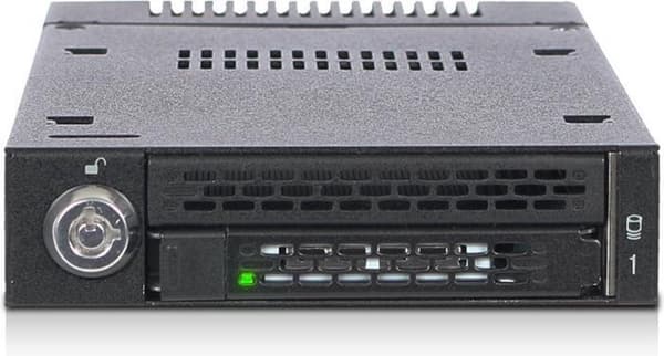 IcyDock 1xM.2 NVMe til 1x3.5 bay mobil rack nøglelås miniSAS Sort
