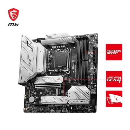 MSI MAG B760M Mortar WiFi II bundkort, mATX - Understøtter 12., 13. og 14. generation af Intel Core-processorer, LGA 1700, DDR5 7800+MHz/OC, 1x PCIe 5