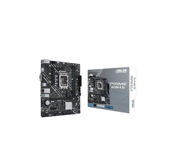 Hovedkort ASUS Intel H610 (LGA1700, MicroATX, minne DDR4, minnespor 2, 1xPCI-Express 3.0 1x, 1xPCI-Express 4.0 16x, 1xM.2)