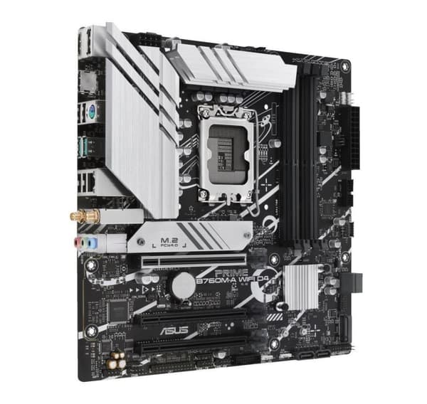 Hovedkort ASUS Intel B760 Express (LGA1700, Micro-ATX, minne DDR4, minnespor 4, 3xPCI-Express 4.0 16x, 2xM.2, 2xHDMI)