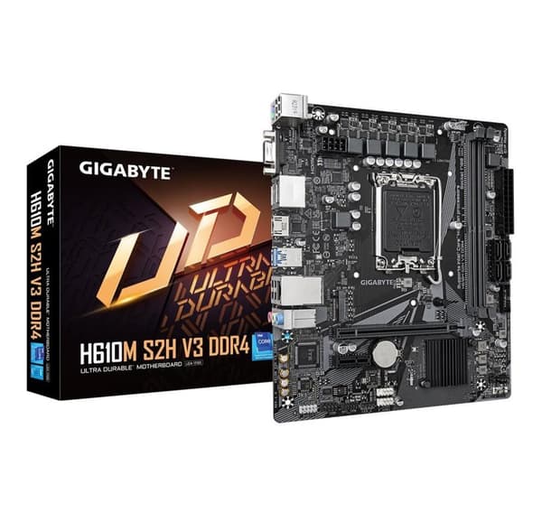 Bundkort, Gigabyte, intel h610 (lga1700, micro-atx, memory ddr4, memory slots 2, 1xpci-express 3.0 1x, 1xpci-express 4.0 16x)