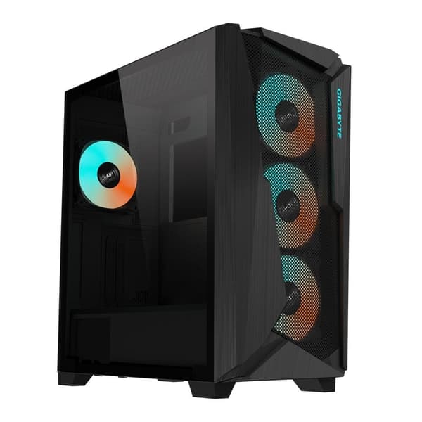 Etui c301g v2 sort (miditower, etuiet har gennemsigtigt panel, medfølger ikke, atx, eatx, microatx, miniitx), Gigabyte Sort