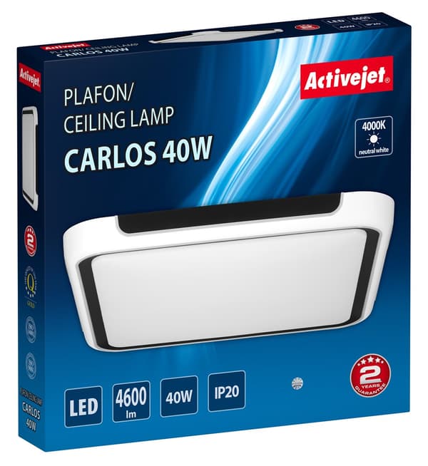 Activejet AJE-CARLOS 40W LED loftslampe Sort, Hvid